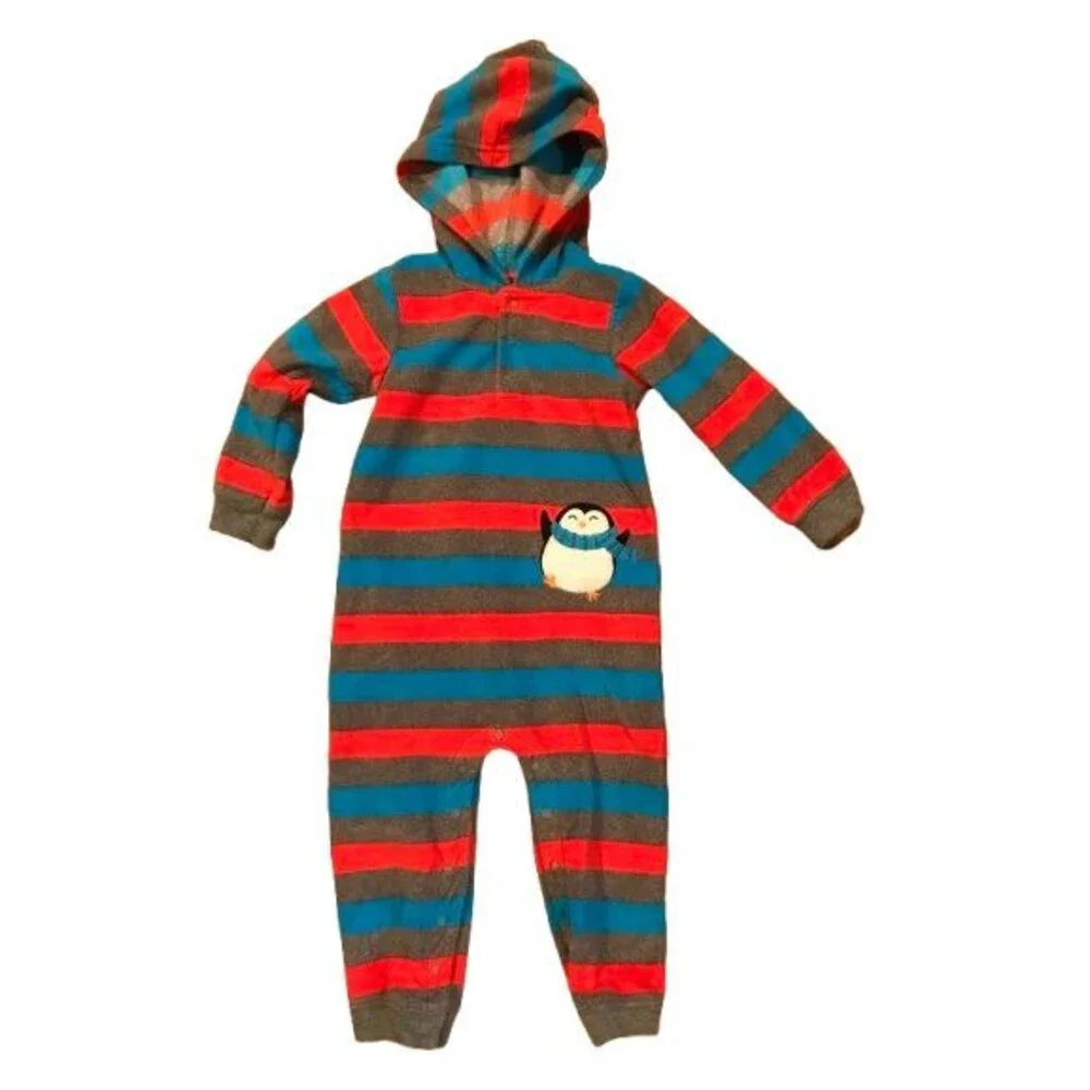 Boy's 24 Month Child of Mine Romper w/ Hood Long Sleeve One-Piece Fleece